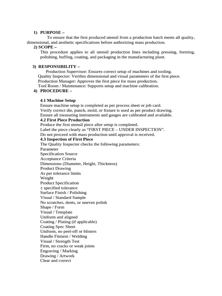 Sop For First PC Approval | PDF | Specification (Technical Standard ...