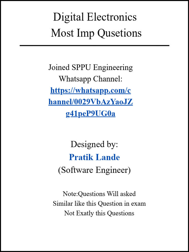 Digital Electronics Question Bank 2024 | PDF | Vhdl | Logic Gate