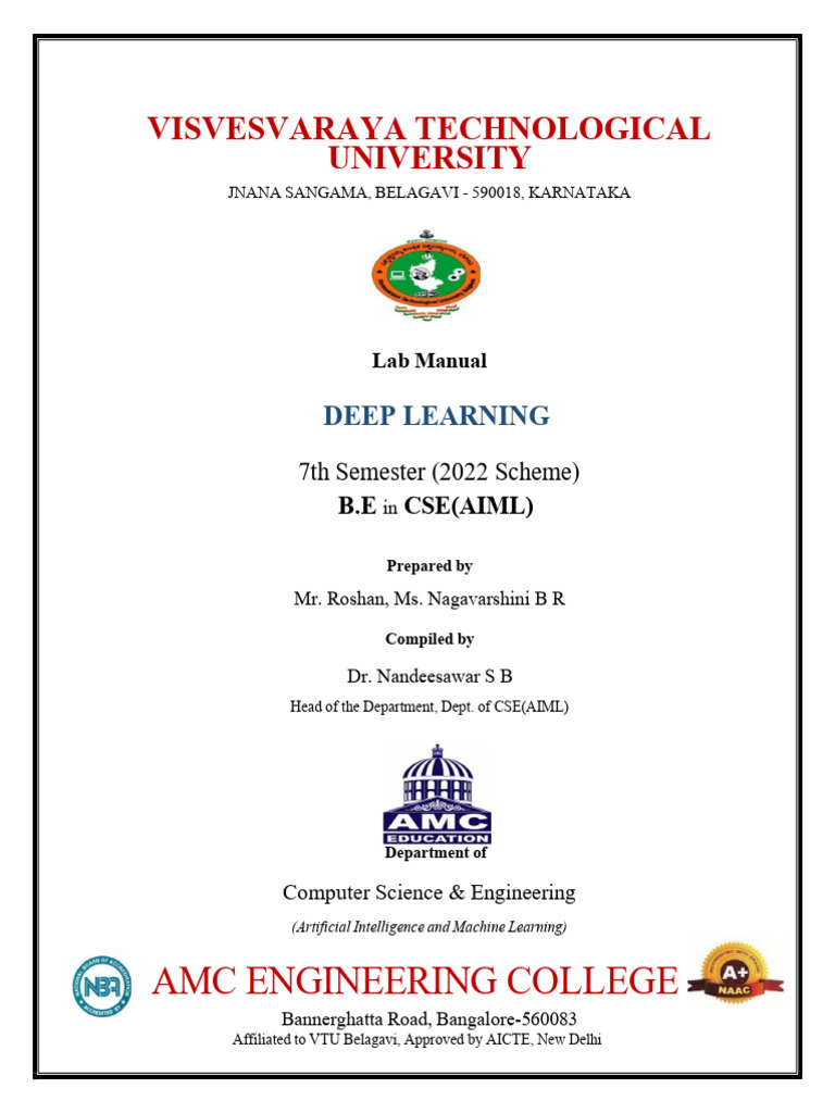 Deep Learning Lab Manual for CSE | PDF | Artificial Intelligence ...