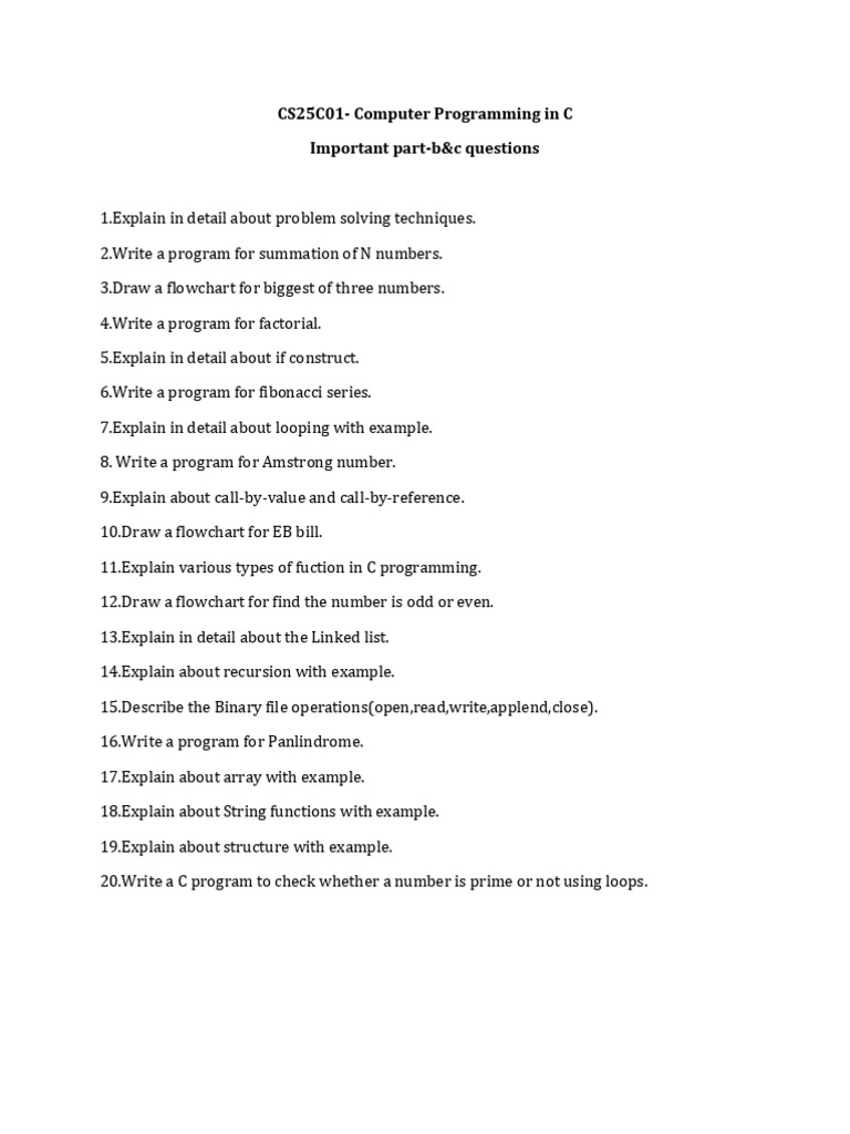 C Programming Key Concepts and Questions | PDF