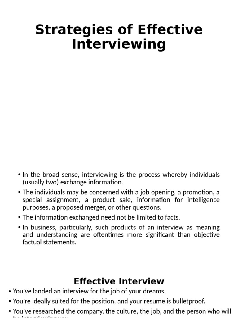Effective Interviewing Strategies | PDF | Job Interview | Communication