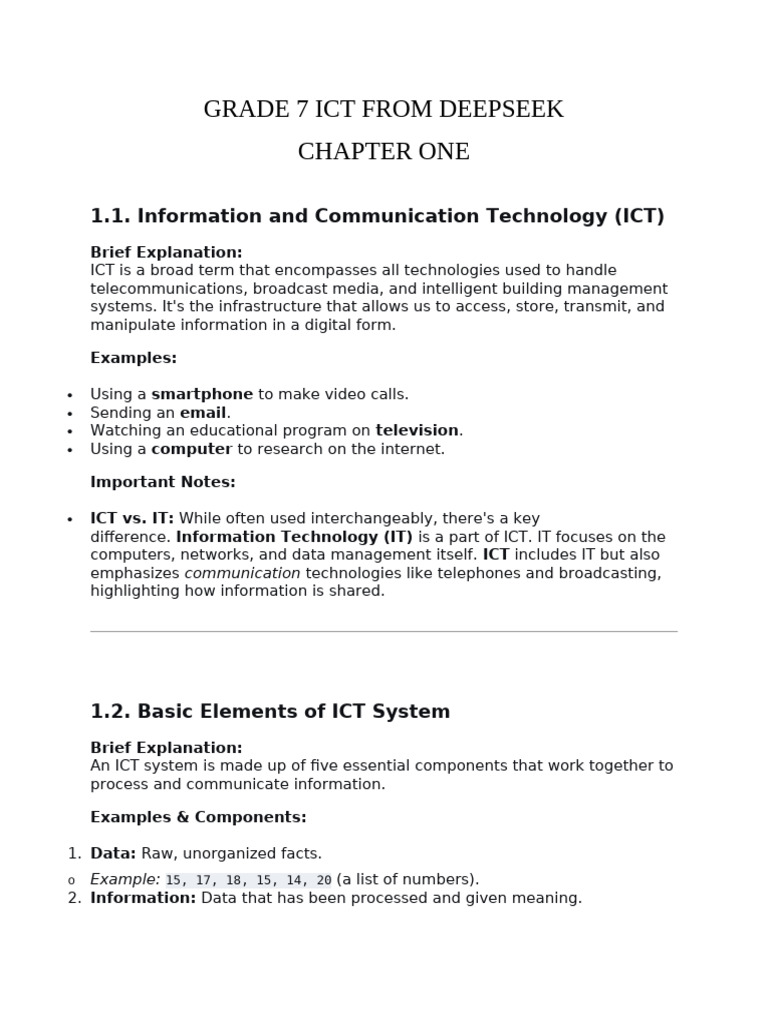 Grade 7 ICT: Understanding ICT Basics | PDF | Computer Data Storage ...