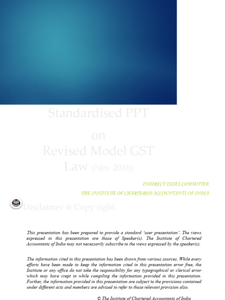 Standardised PPT On Revised Model GST Law | PDF | Taxes | Payments