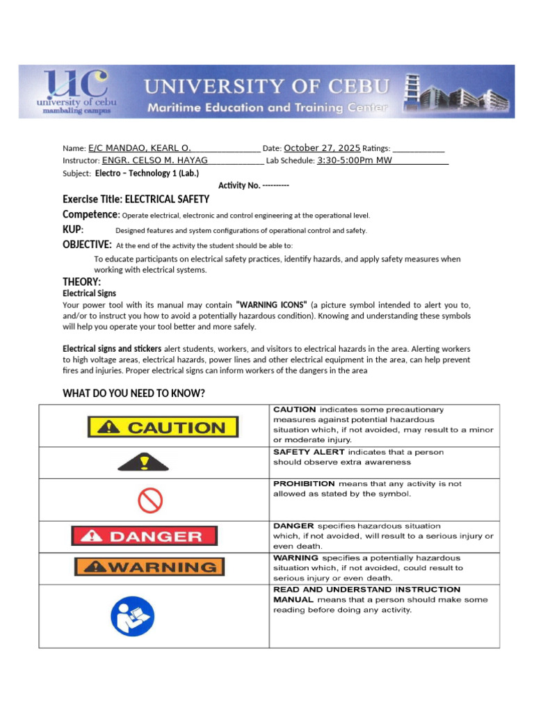 Electrical Safety Practices Workshop | PDF | Electrical Engineering ...