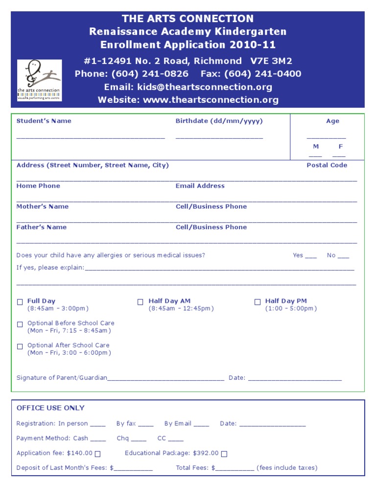 KindergartenApplication2010 11 | PDF