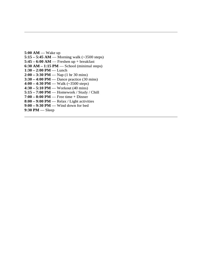 Daily Routine for Healthy Living | PDF