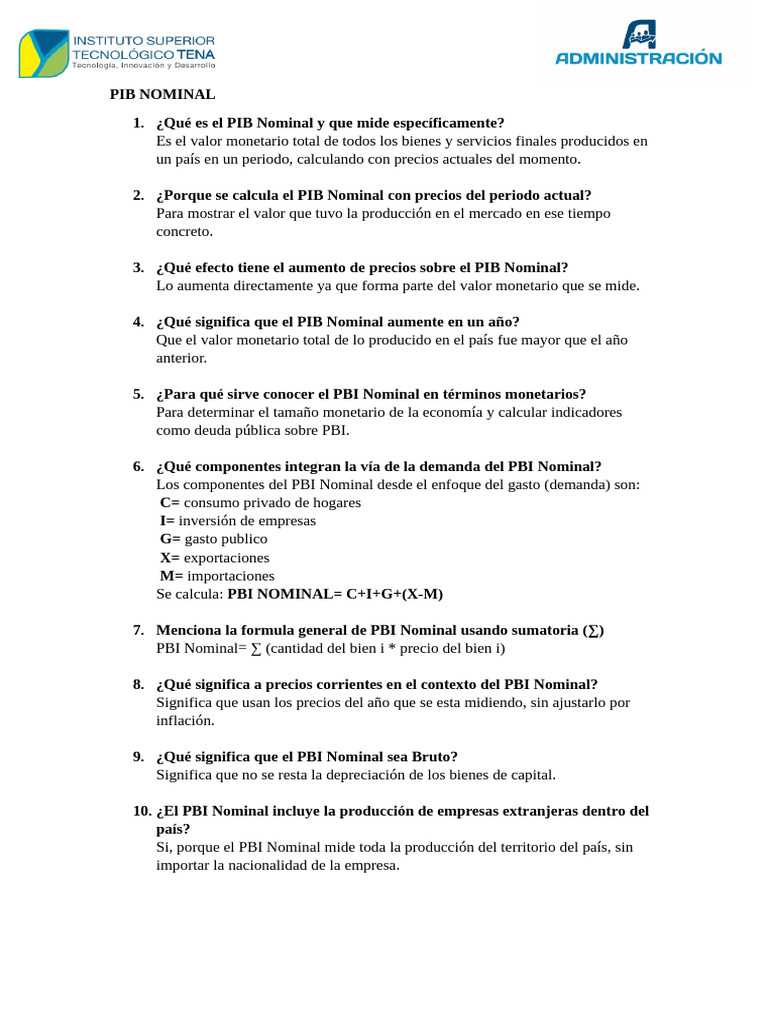 Pib Nominal | PDF