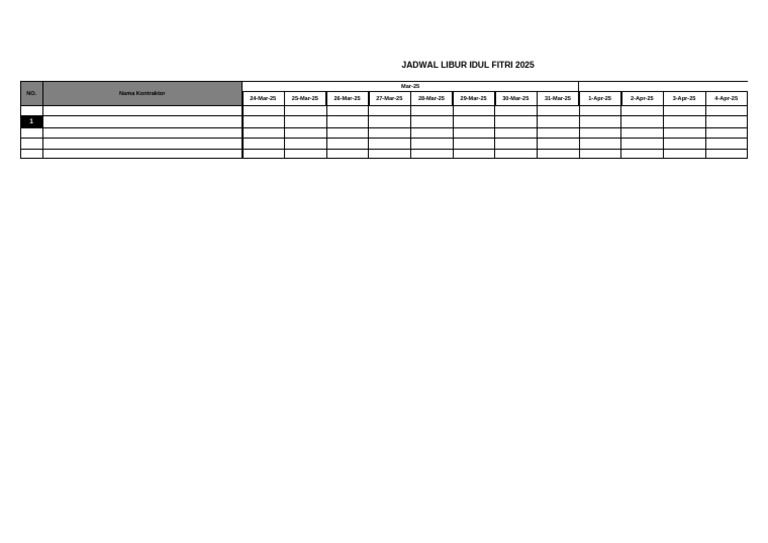 Format Rekap Jadwal Libur Kontraktor | PDF