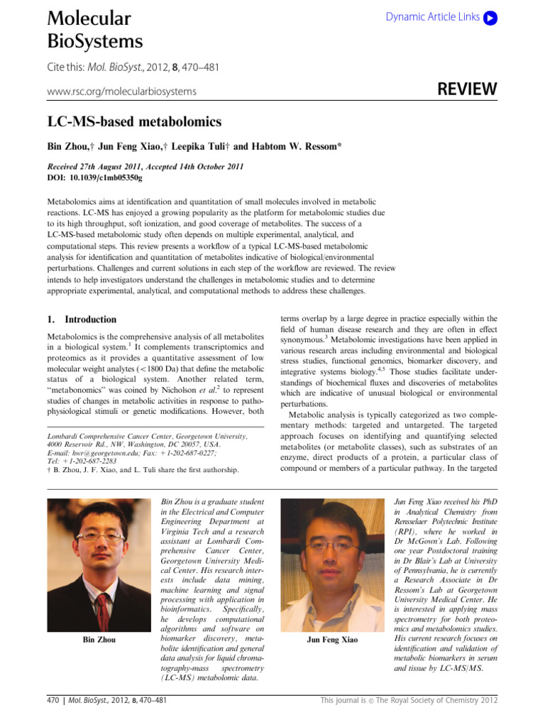 LC-MS Metabolomics Workflow Review | PDF | Metabolomics | Mass Spectrometry