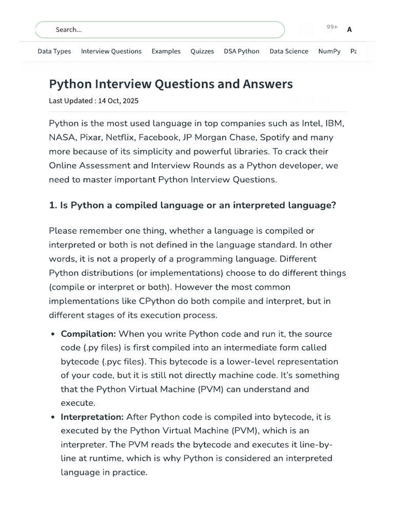 Python Interview Questions | PDF