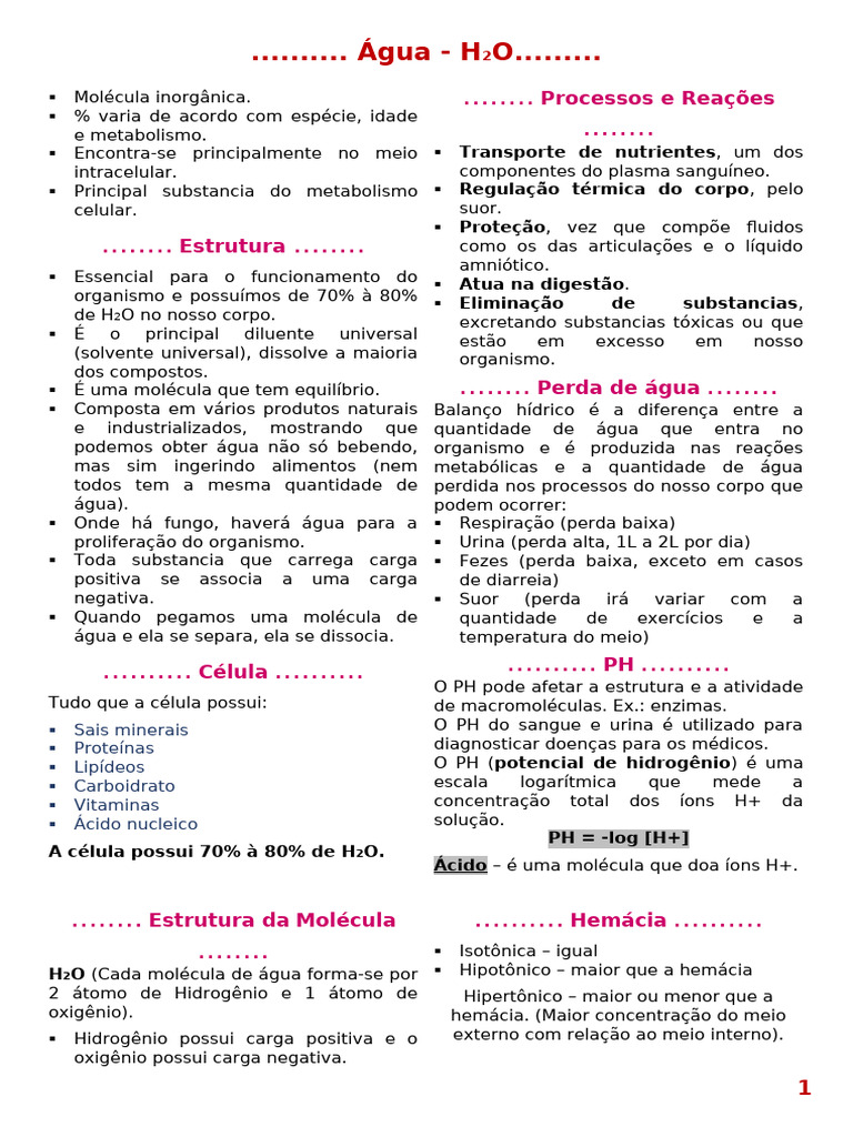 Importância da Água no Metabolismo Celular | PDF | Osmose | Água