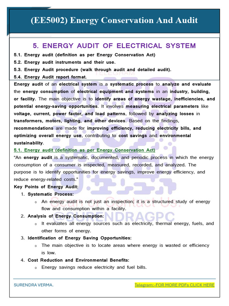 Energy Audit Guide for Electrical Systems | PDF | Energy Conservation ...