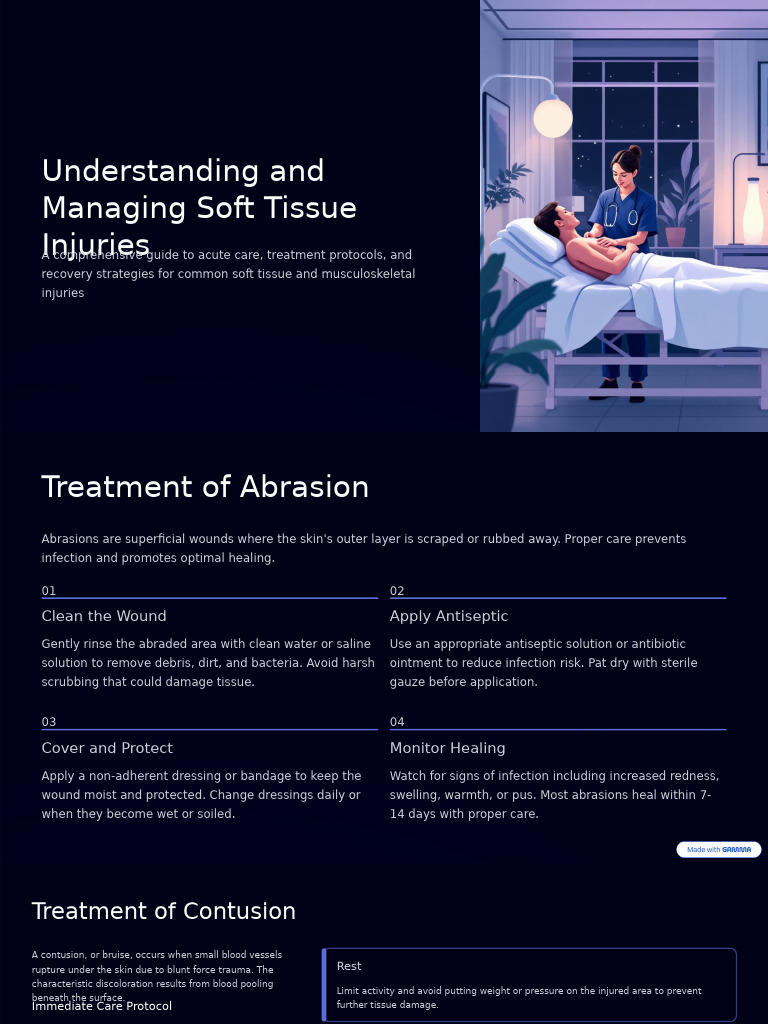 Soft Tissue Injury Management Guide | PDF | Wound | Medical Specialties
