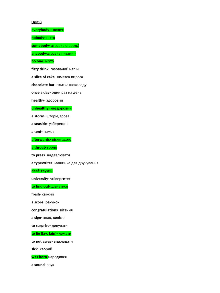 Unit 8 Words | PDF