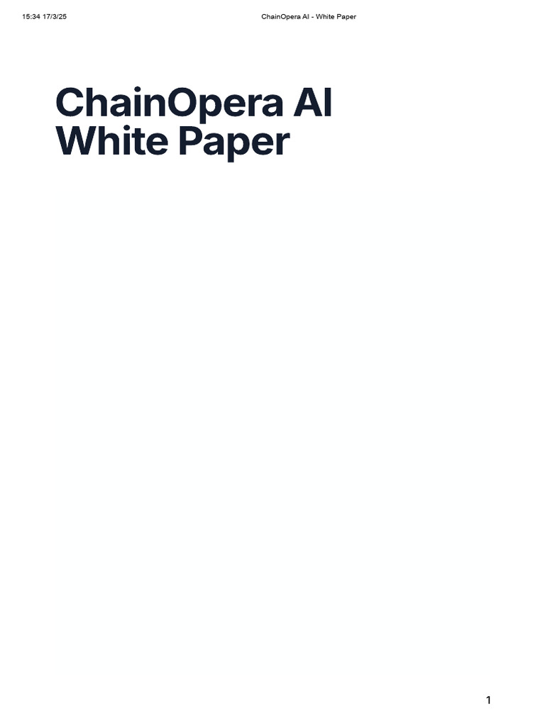 ChainOpera AI: Decentralized AI OS | PDF | Artificial Intelligence ...