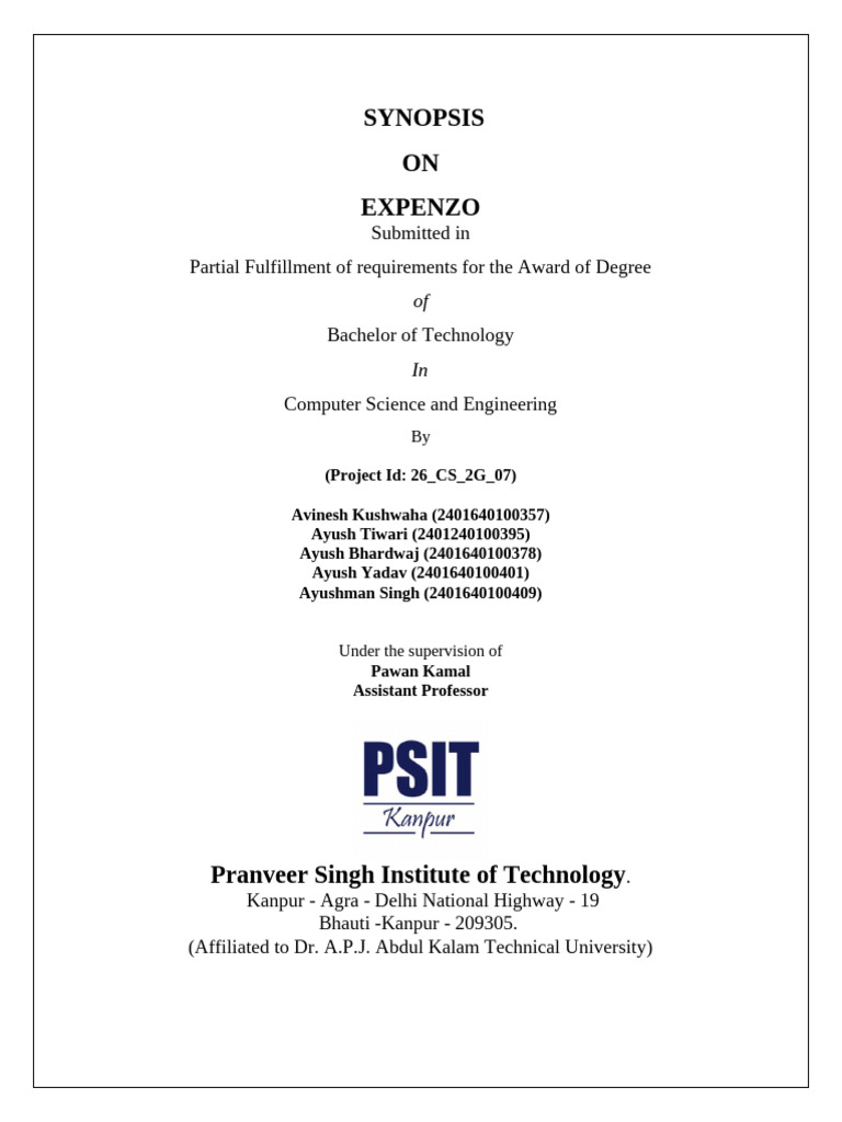 CSE_Mini Project Synopsis_Format 2025-1 | PDF | My Sql | Computer ...