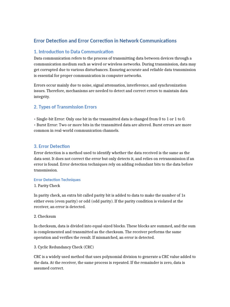 Error Detection and Correction Techniques | PDF | Error Detection And ...