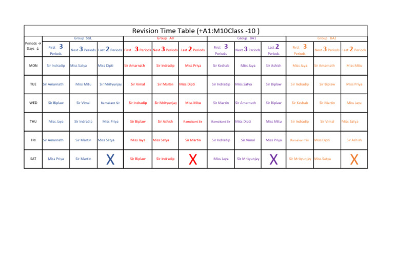 Revision Time Table | PDF