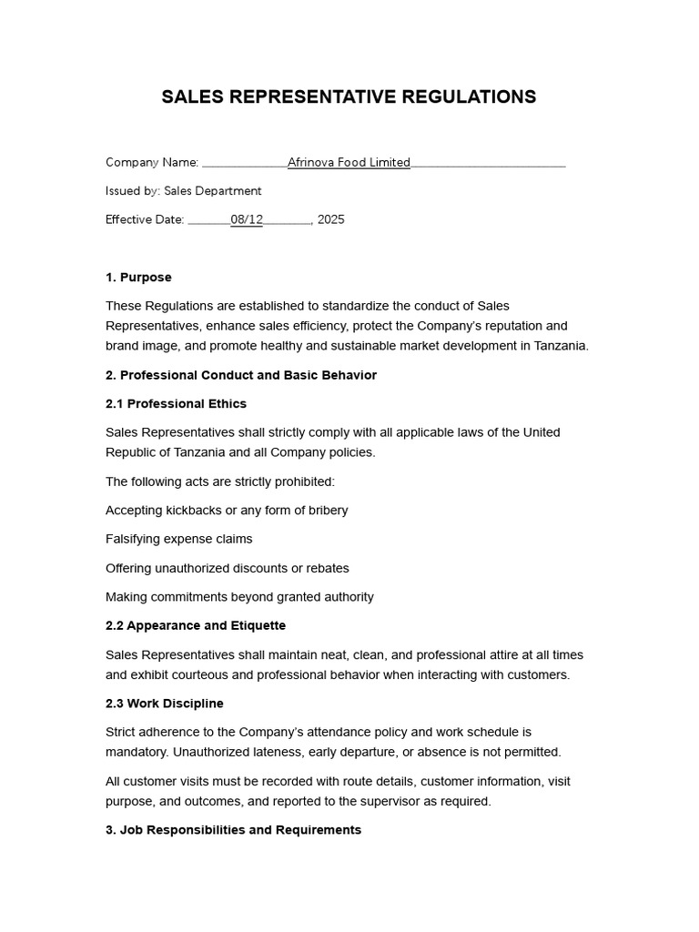 Sales Representative Regulations | PDF | Bribery | Economies