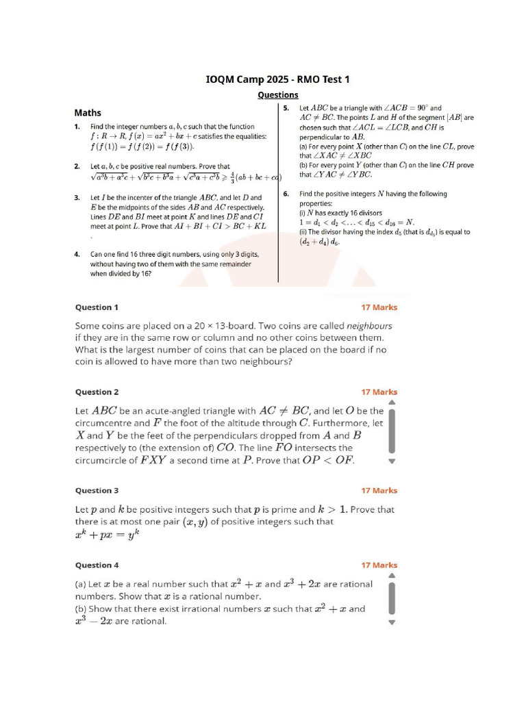 Vedantu RMO 2025 Batch | PDF