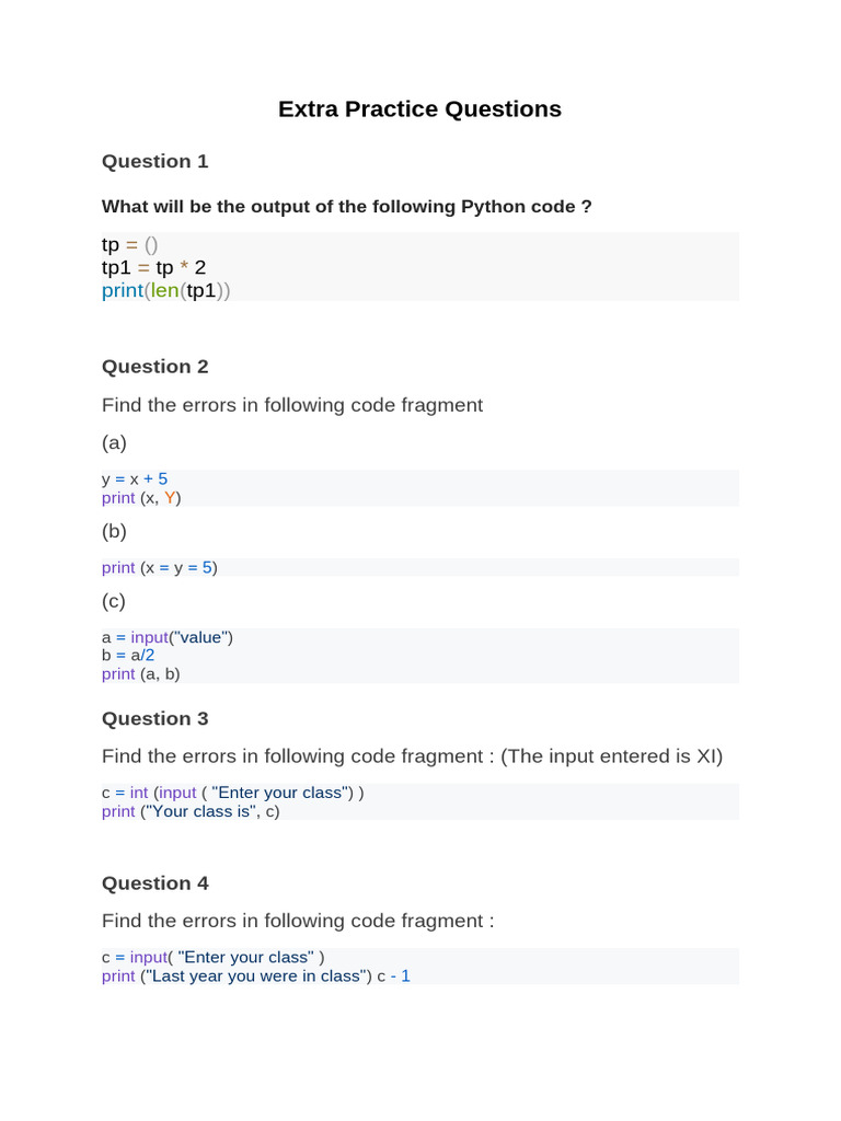 Python Error Identification Practice | PDF