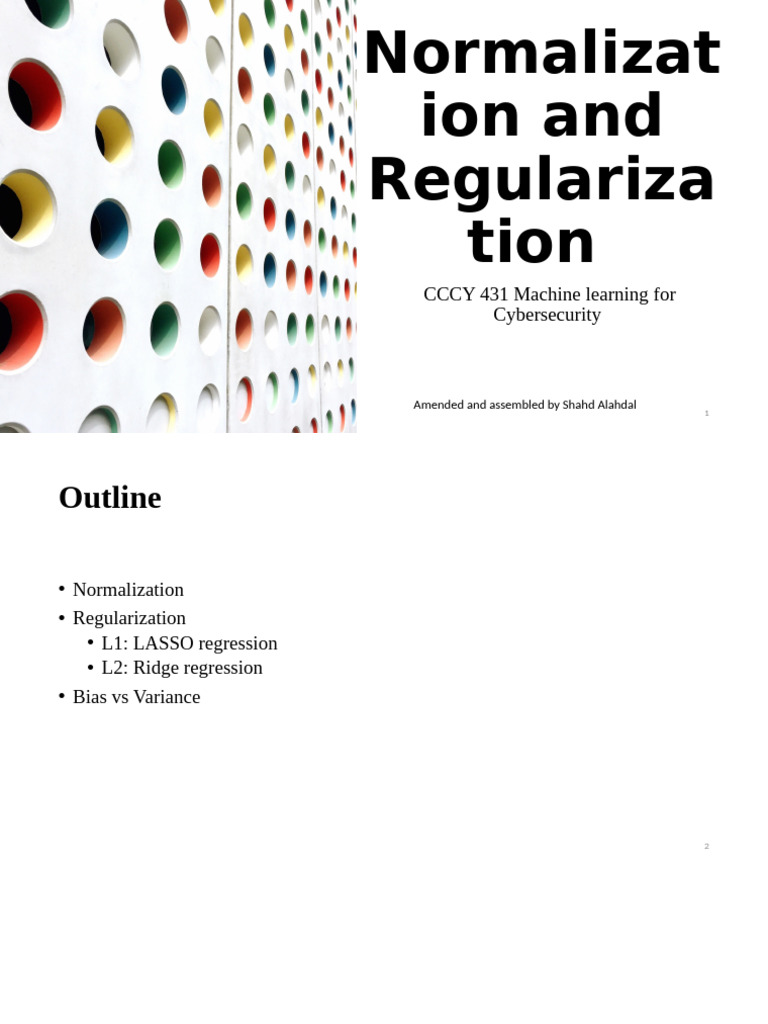 Normalization and Regularization in ML | PDF | Bias Of An Estimator ...