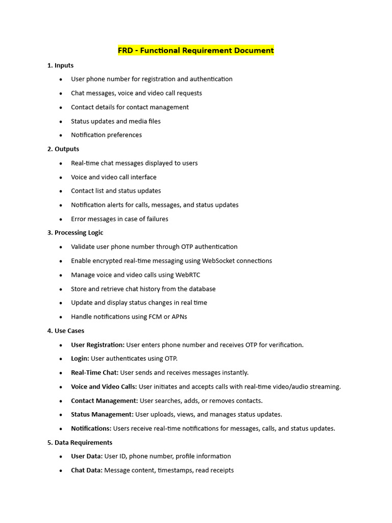 Functional Requirements for Messaging App | PDF