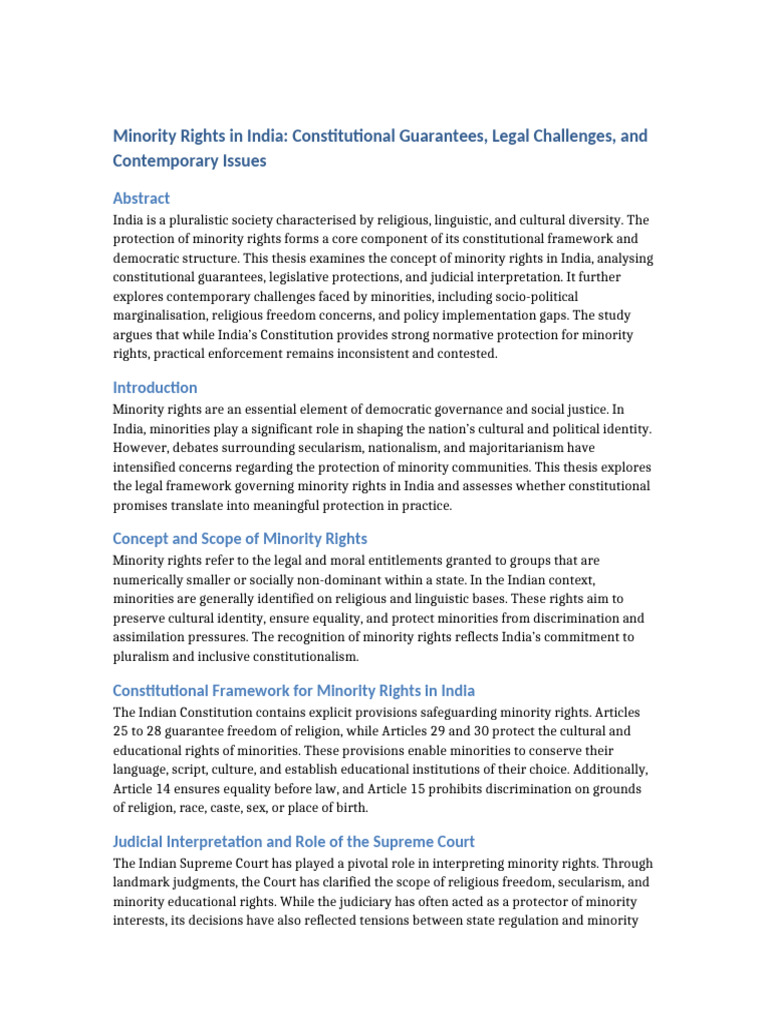 Minority Rights in India: Legal Insights | PDF | Minority Group | Rights