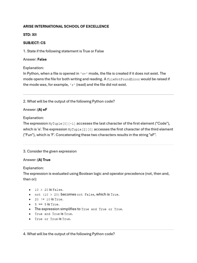 Python and SQL Code Output Explanations | PDF | Computer Network ...