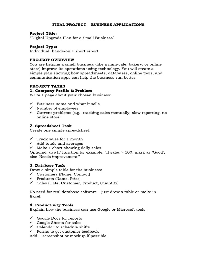 Final Project Business Applications (1) | PDF | Spreadsheet | Software
