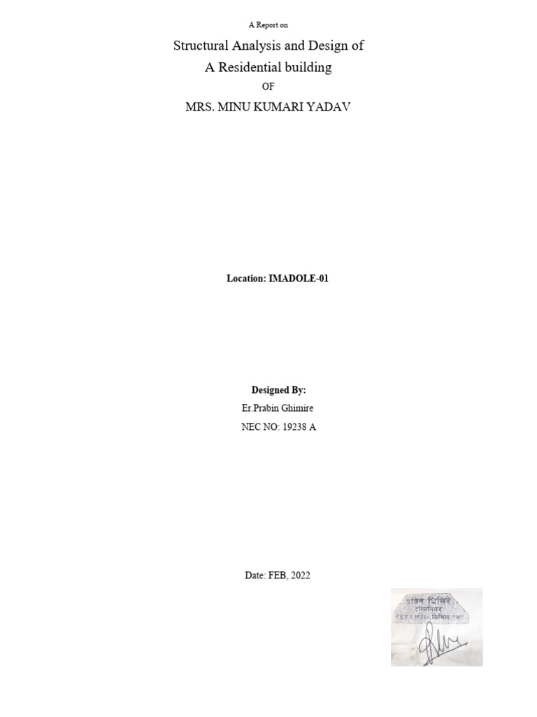 Structural Design Report for Residential Building | PDF | Reinforced ...