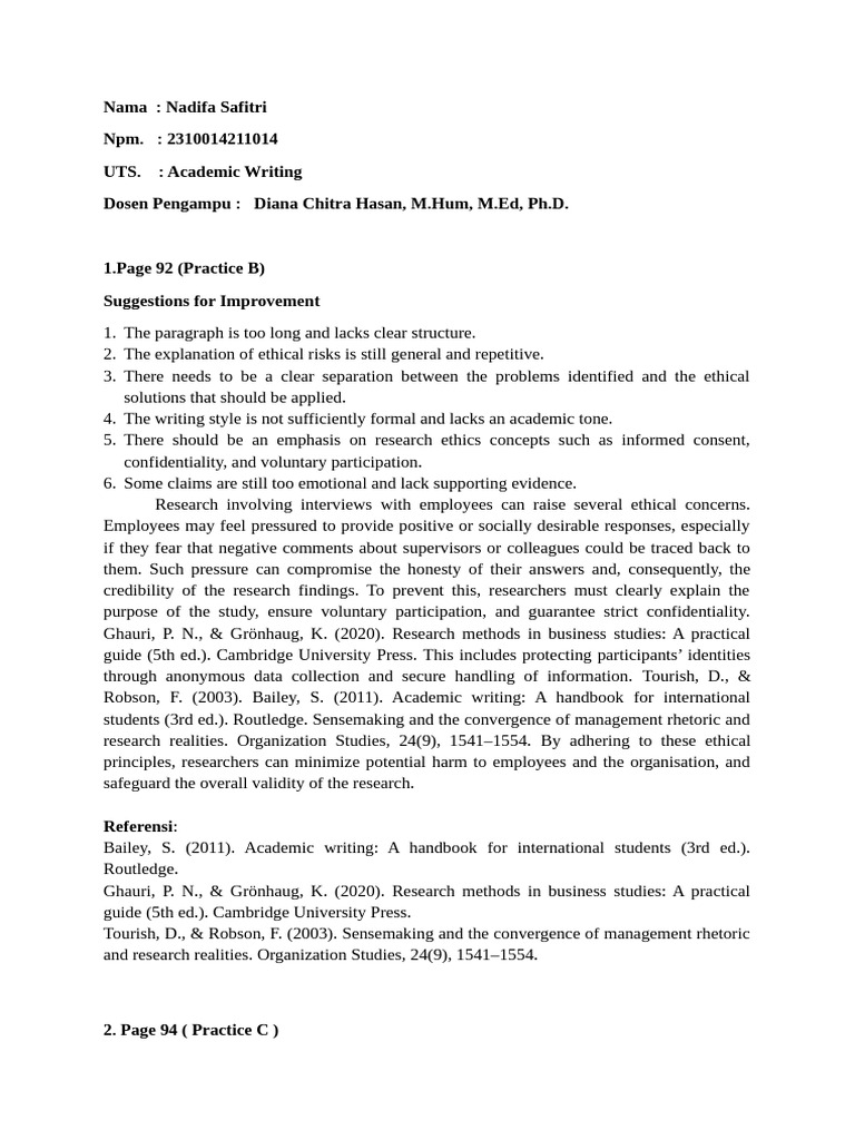 UTS Academic Writing Nadifa Safitri | PDF