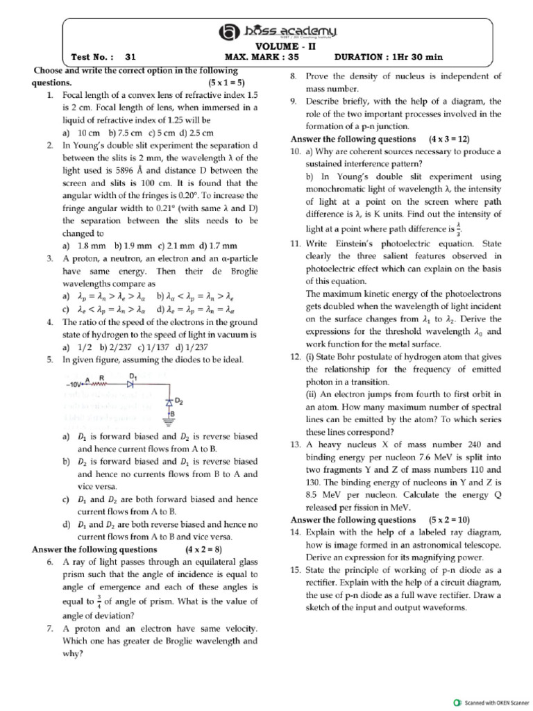 Test 31, Volume 2 Qp With Solutions | PDF
