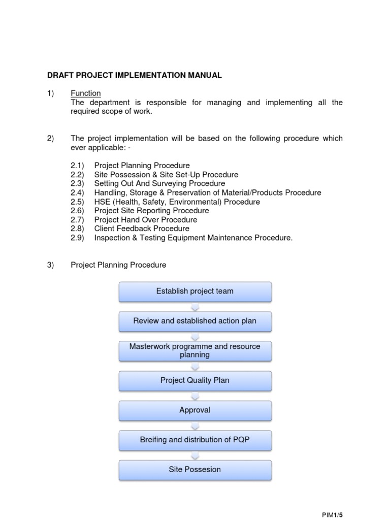 Project Implementation Manual Overview | PDF
