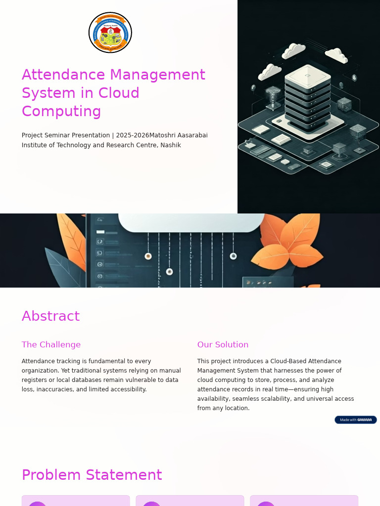 Cloud-Based Attendance Management System | PDF | Cloud Computing ...