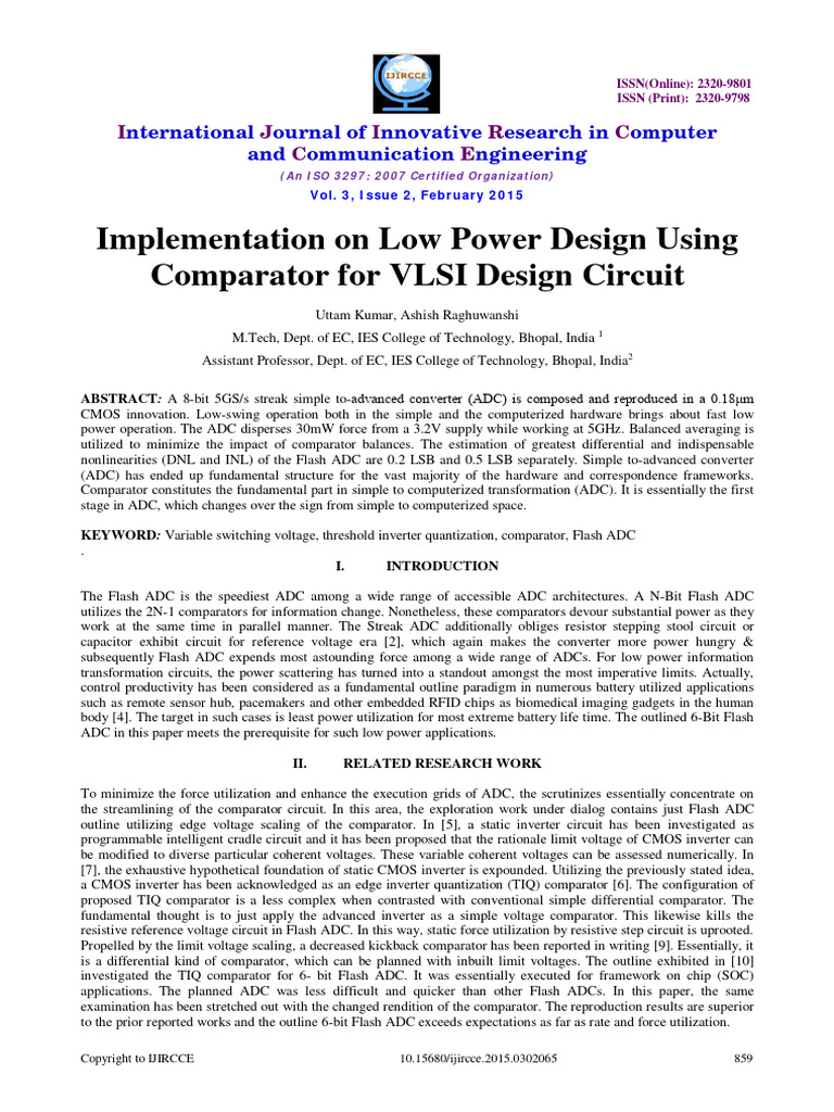 Low Power Flash ADC Design with Comparator | PDF | Analog To Digital ...