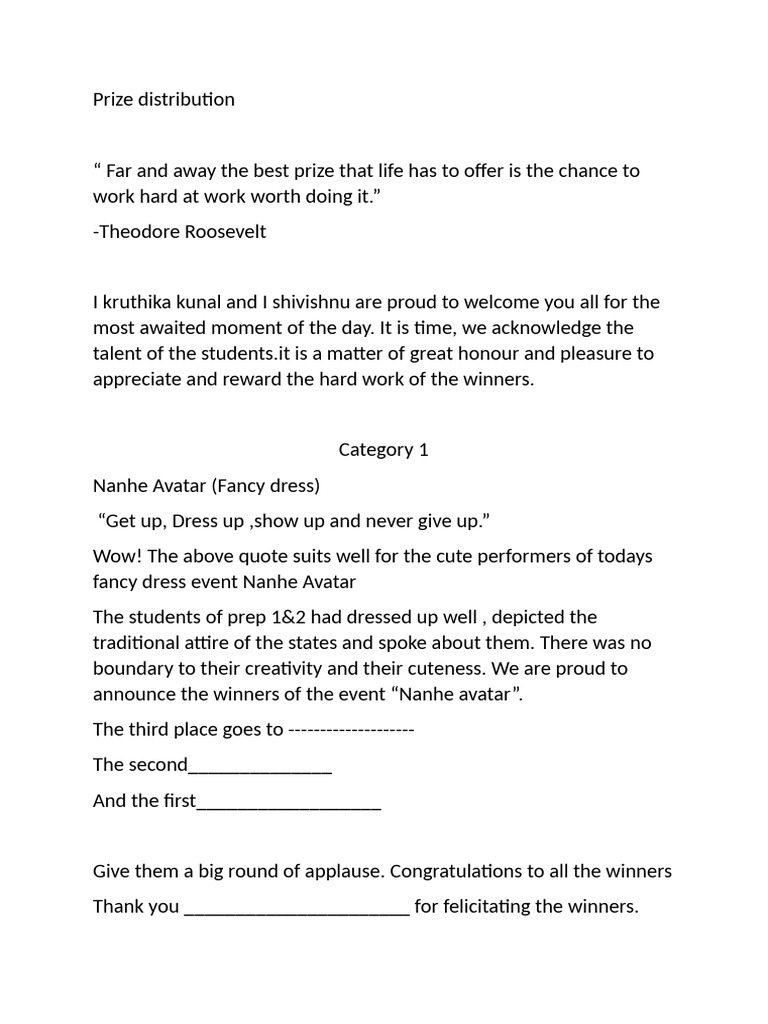 Prize Distribution | PDF