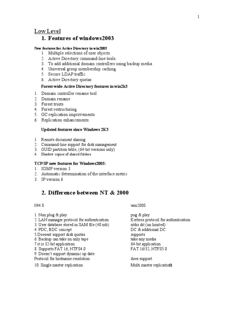 Windows Server 2003 Features Overview | PDF | Domain Name System ...