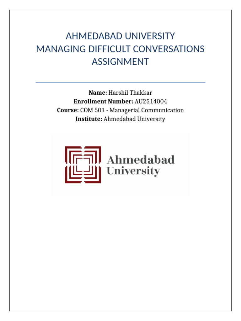 Managing Difficult Conversations Harshil Thakkar | PDF | Empathy ...