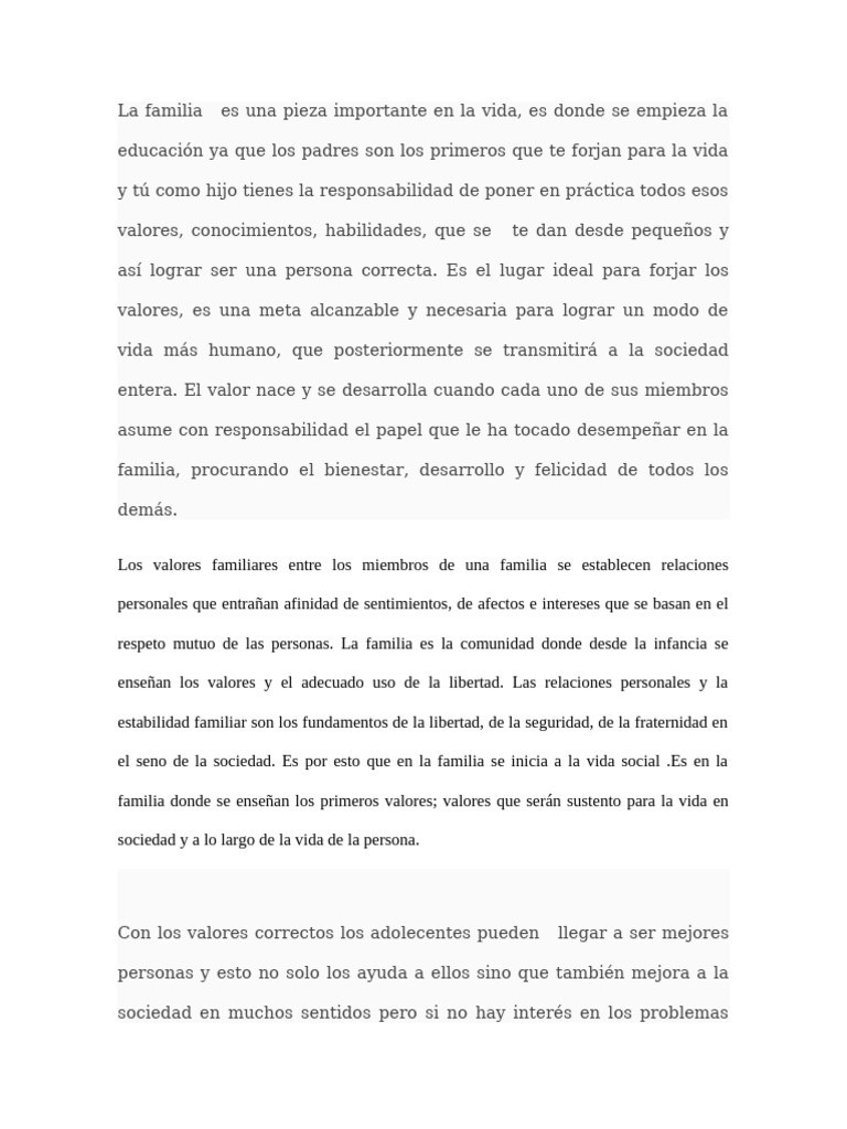 valores en la familia | PDF | Psicología Social