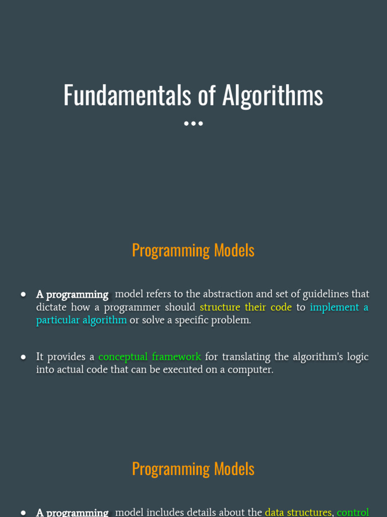 Programming Models for Algorithms | PDF