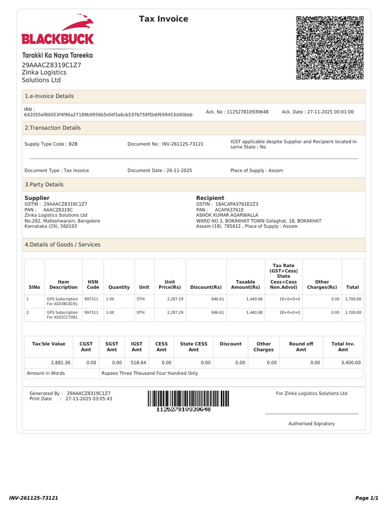 GST Invoice 6393535 273121 | PDF | Invoice | Public Finance