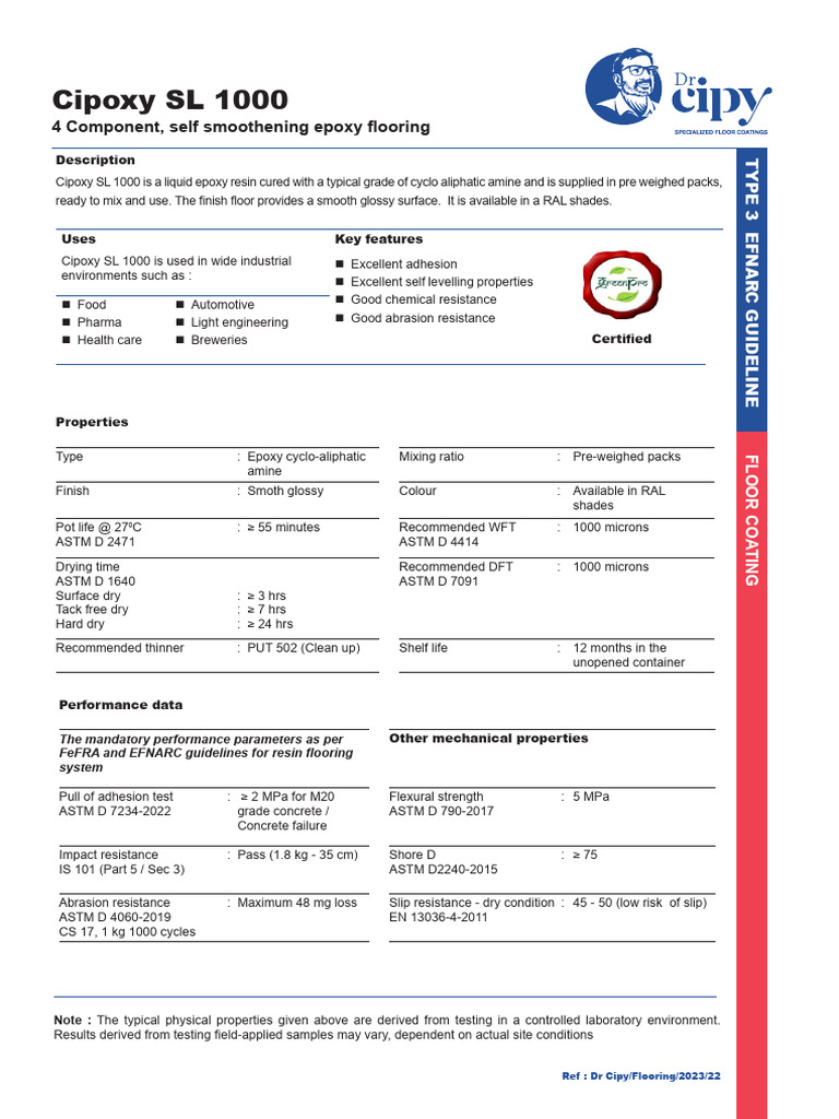 Cipoxy SL 1000 Epoxy Flooring Guide | PDF | Epoxy | Concrete