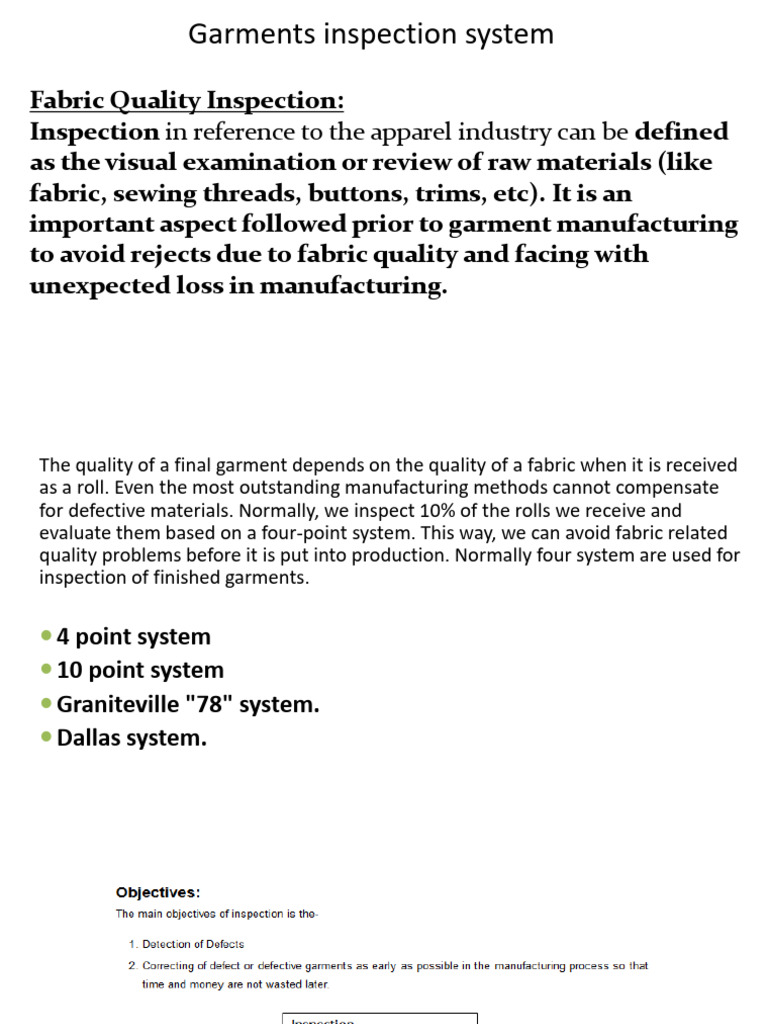Garment Fabric Inspection Systems | PDF | Clothing | Fashion