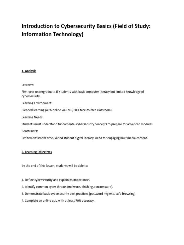 Cybersecurity Basics for IT Students | PDF | Computer Security | Security