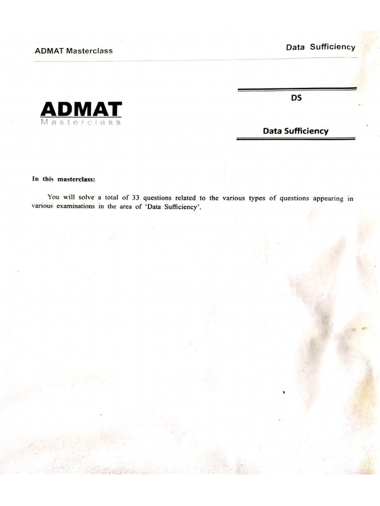 ADMAT DS-Data Sufficiency | PDF