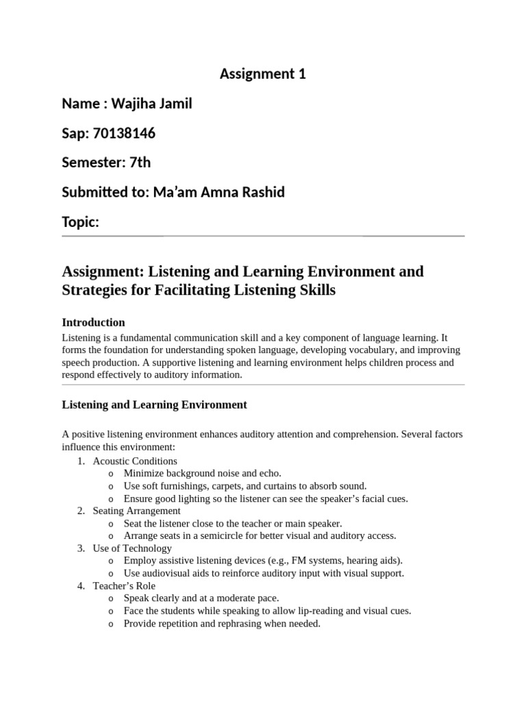Enhancing Listening Skills Strategies | PDF | Reading Comprehension ...