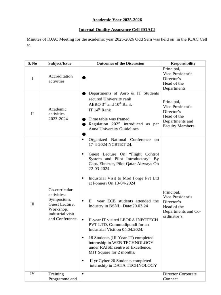 IQAC- Minutes Format | PDF | Internet Of Things | Computer Aided Design