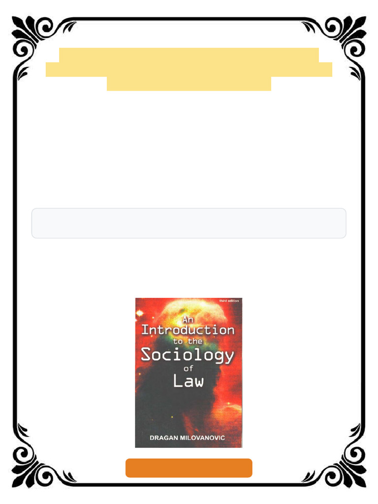An Introduction to the Sociology of Law 3rd Edition Dragan Milovanovic ...