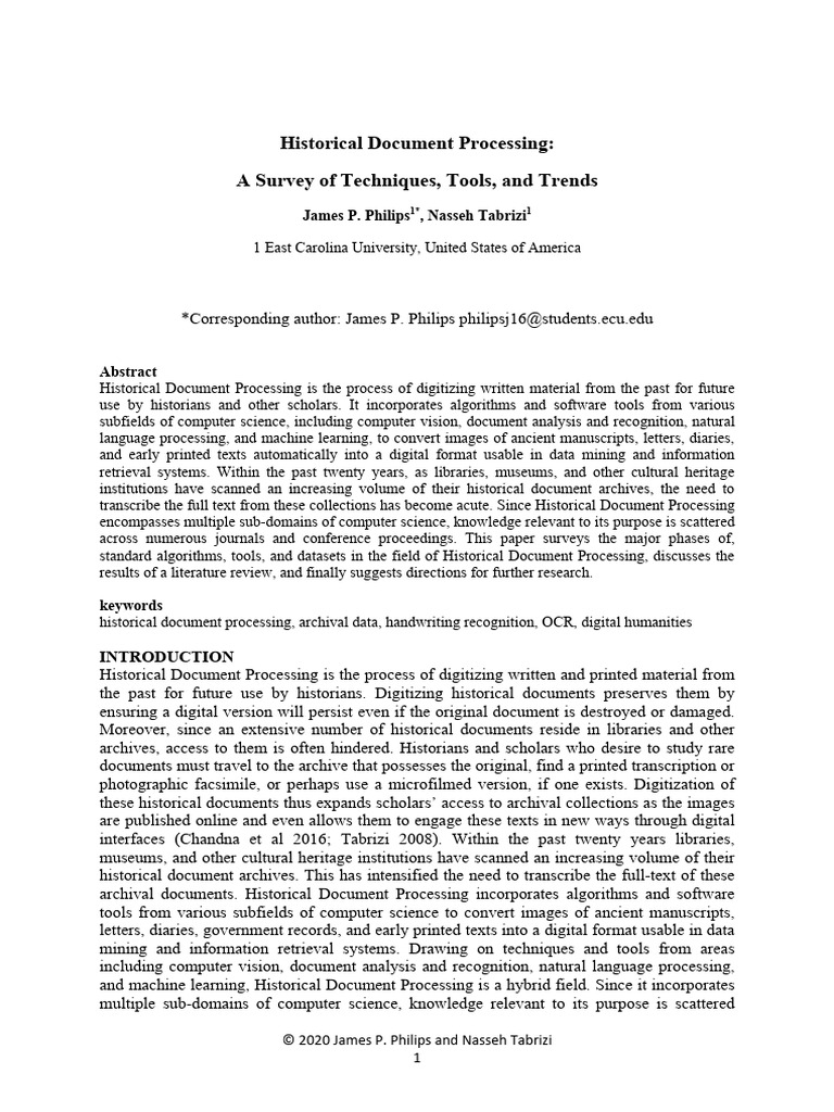Historical Document Processing Overview | PDF | Optical Character ...